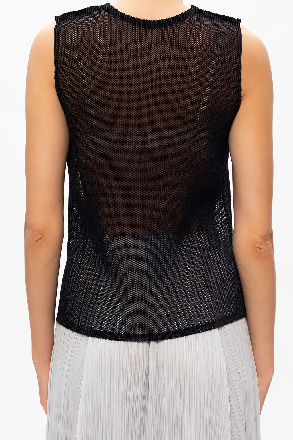 Mesh Pleats Shirt - Black