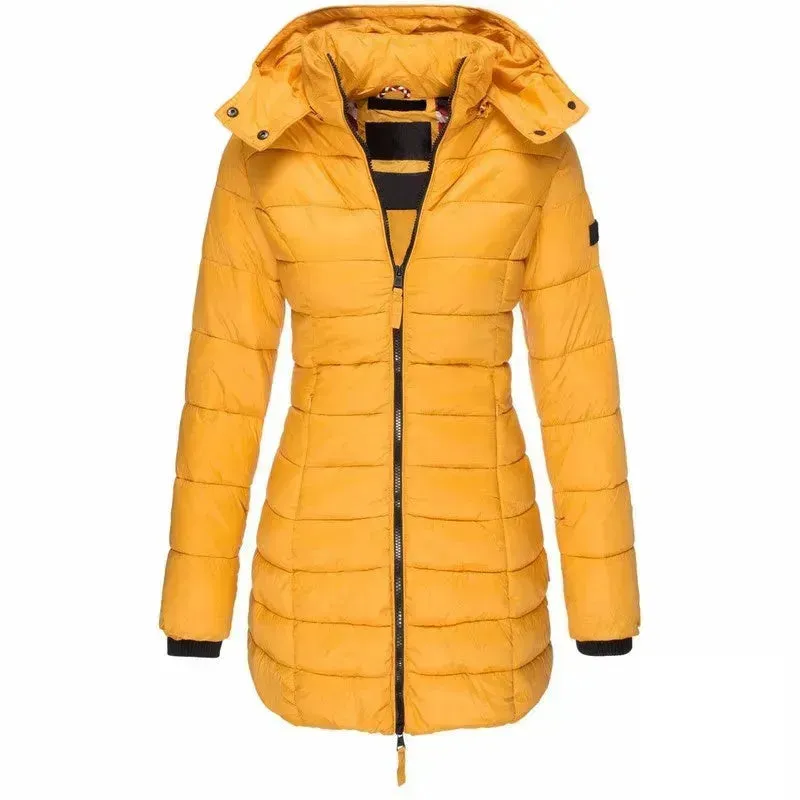 Mid-length Winter Slim-fit Cotton Padded Quilted Puffer Jacket for women