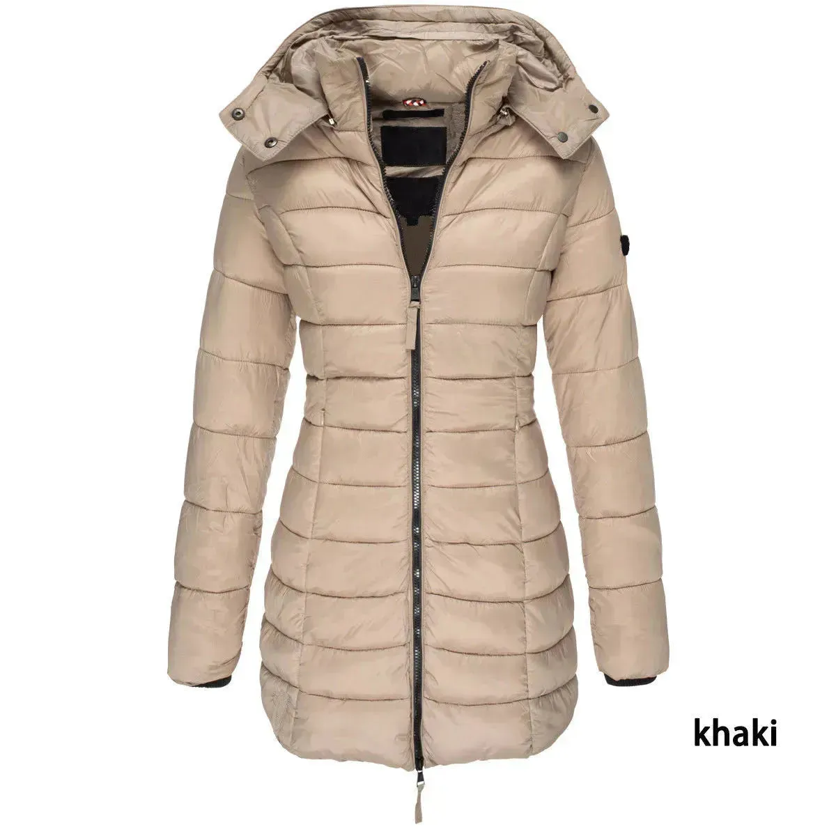 Mid-length Winter Slim-fit Cotton Padded Quilted Puffer Jacket for women