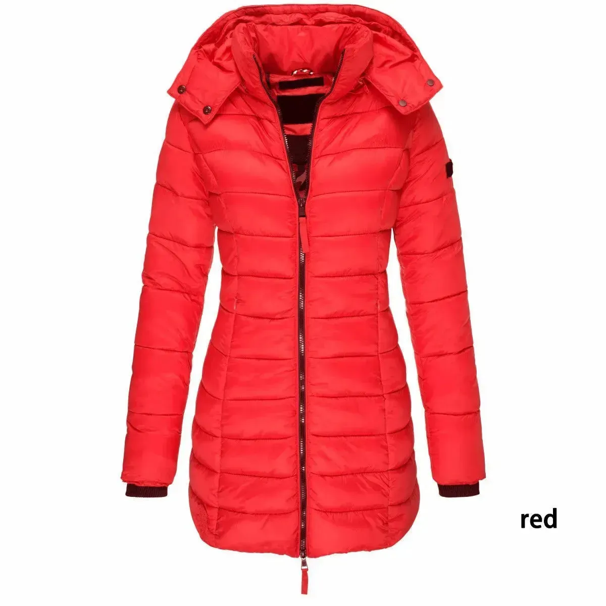 Mid-length Winter Slim-fit Cotton Padded Quilted Puffer Jacket for women