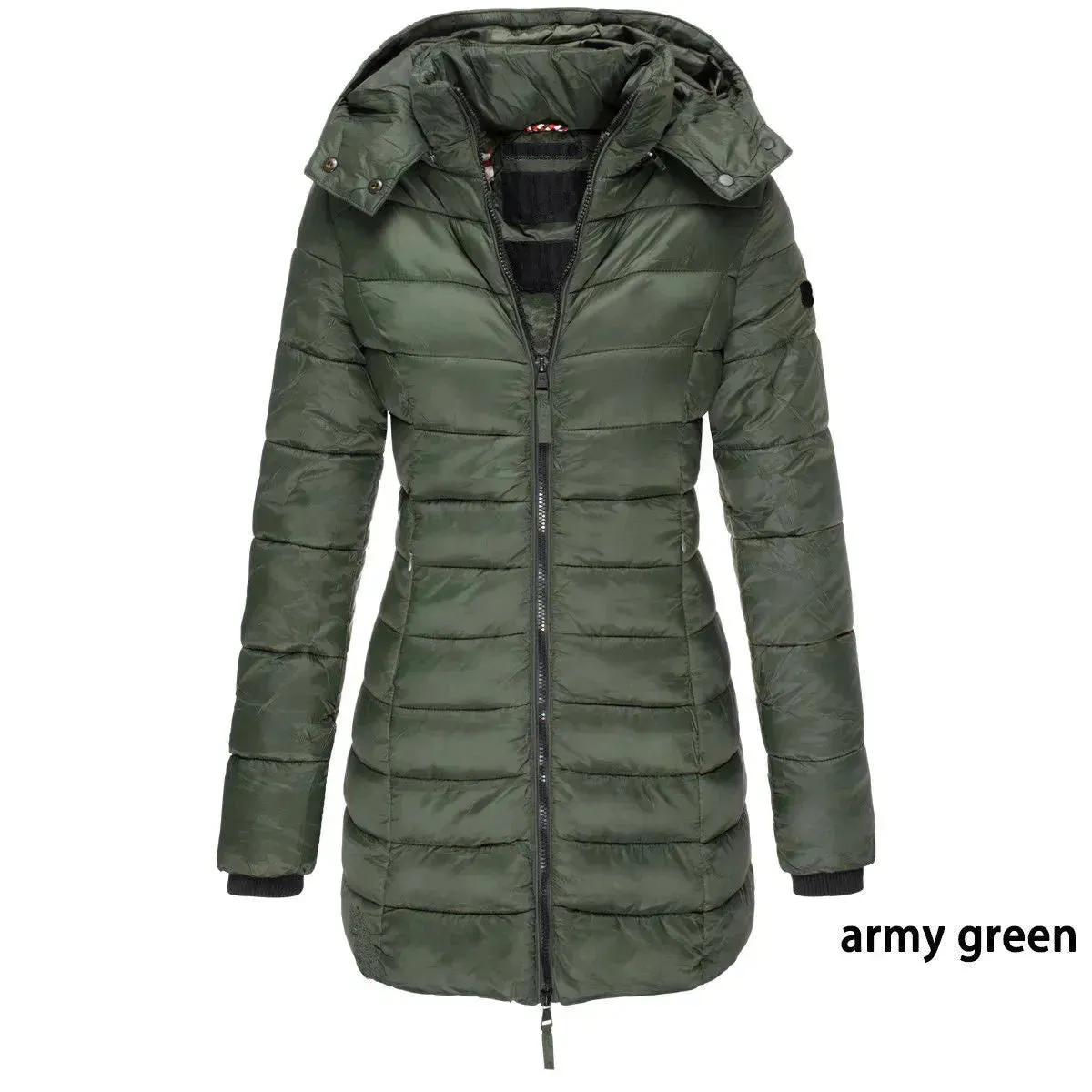 Mid-length Winter Slim-fit Cotton Padded Quilted Puffer Jacket for women