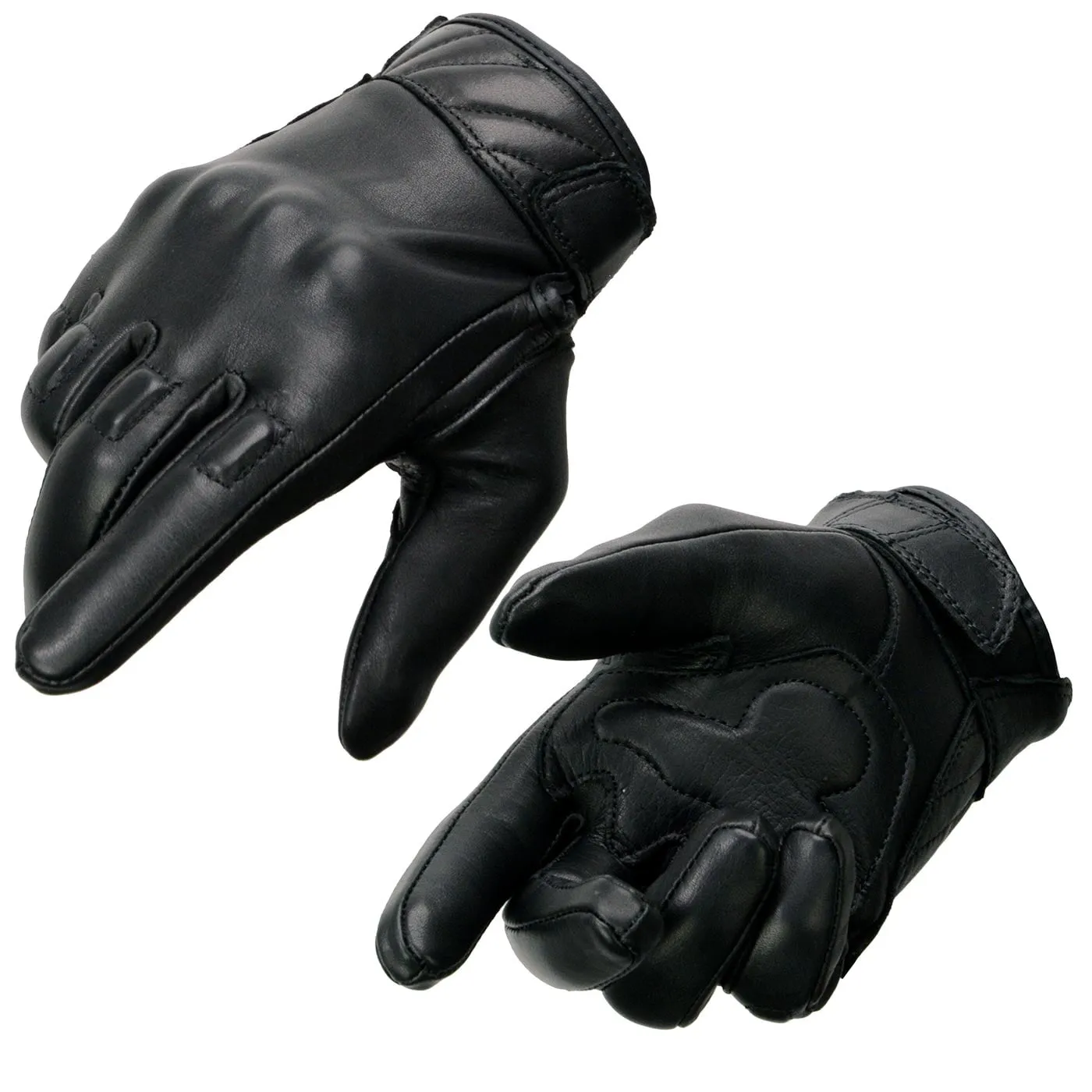 Milwaukee Leather MG7521 Men's Black Leather Gel Padded Palm Motorcycle Hand Gloves W/ Rubberized Protective Knuckle