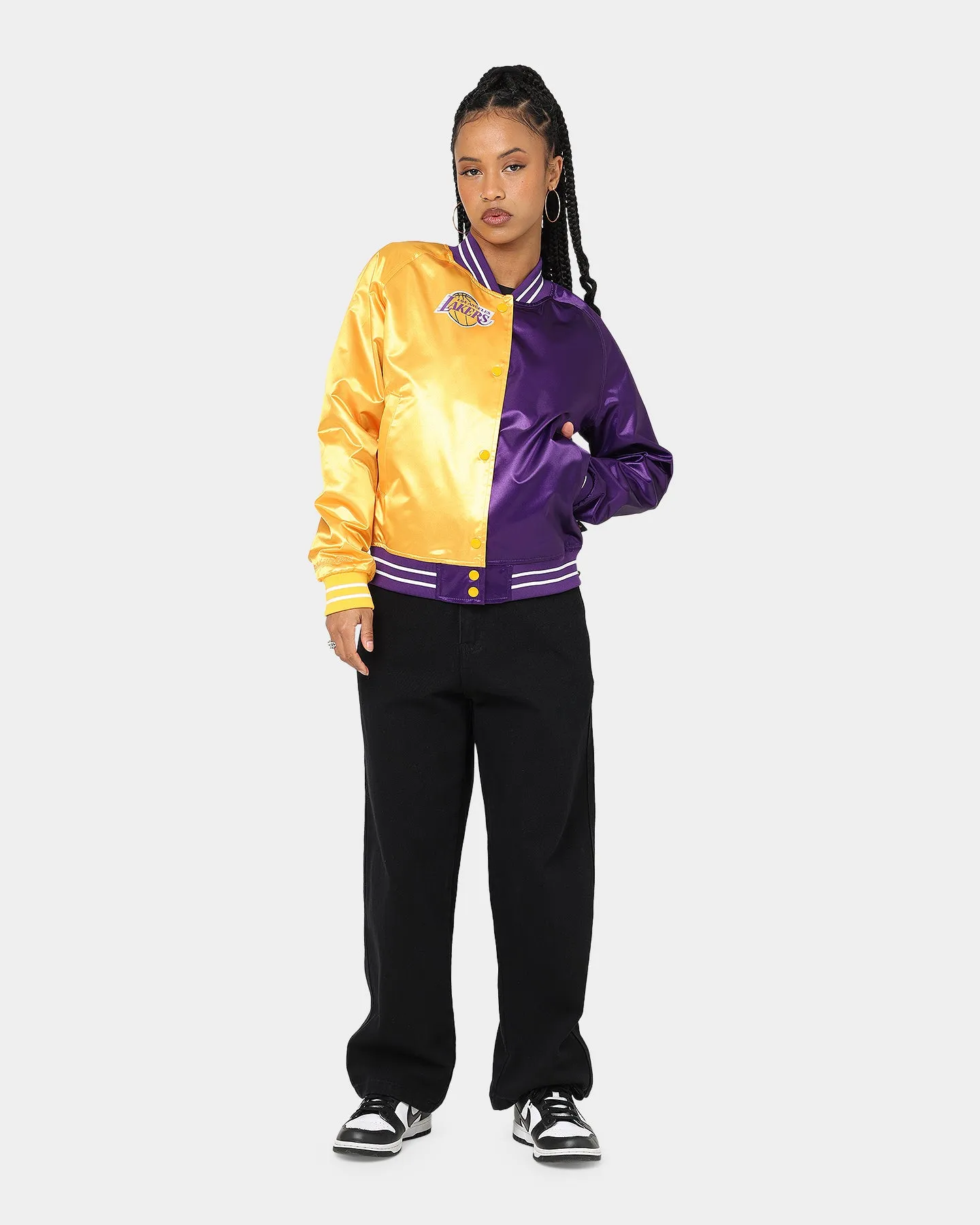 Mitchell & Ness Women's Los Angeles Lakers Big Face 5.0 Satin Jacket Yellow