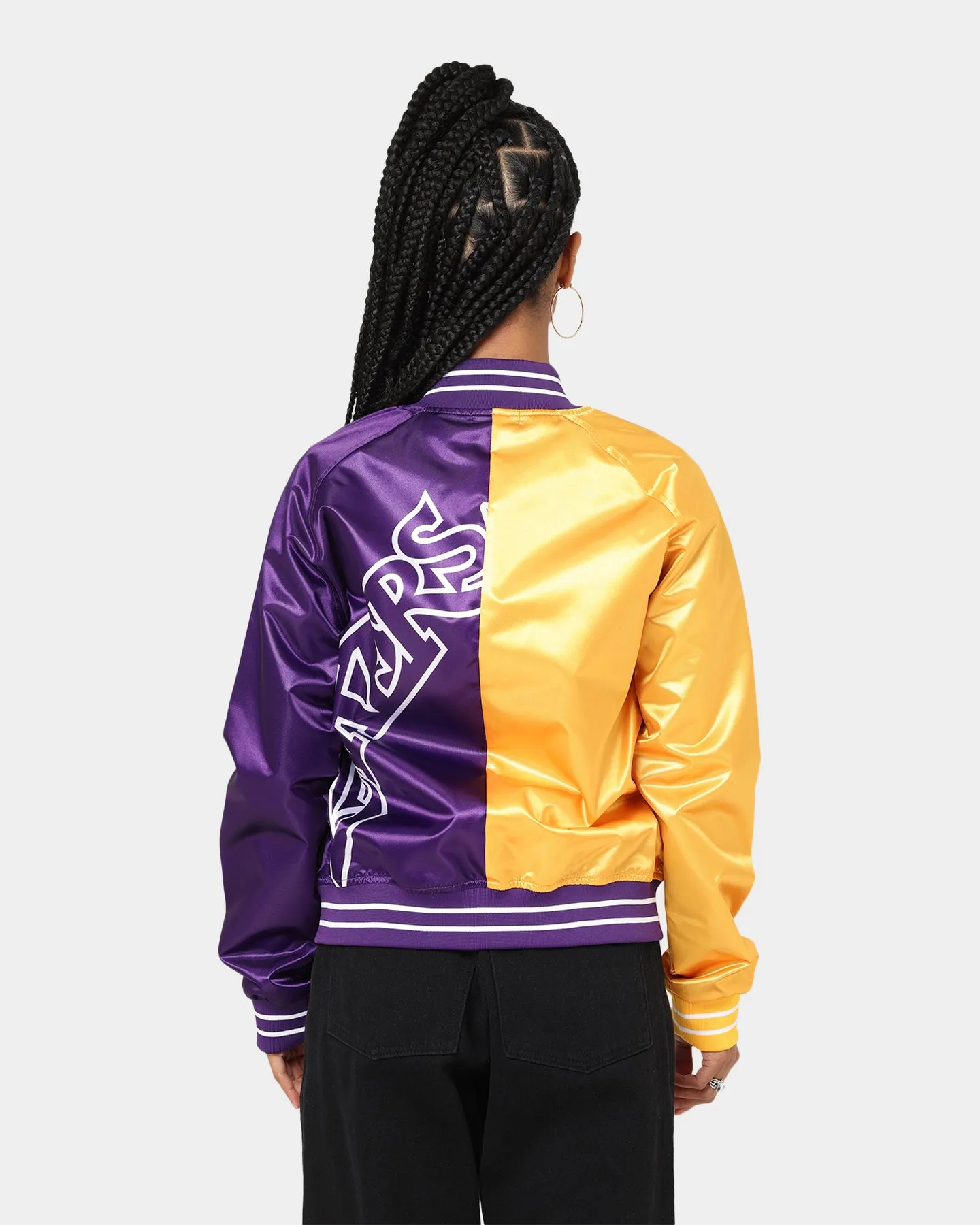 Mitchell & Ness Women's Los Angeles Lakers Big Face 5.0 Satin Jacket Yellow