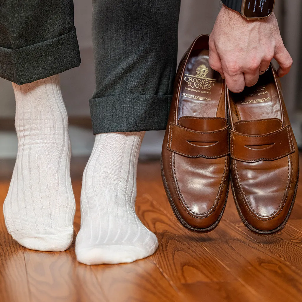 Natural Merino Wool Mid Calf Dress Socks