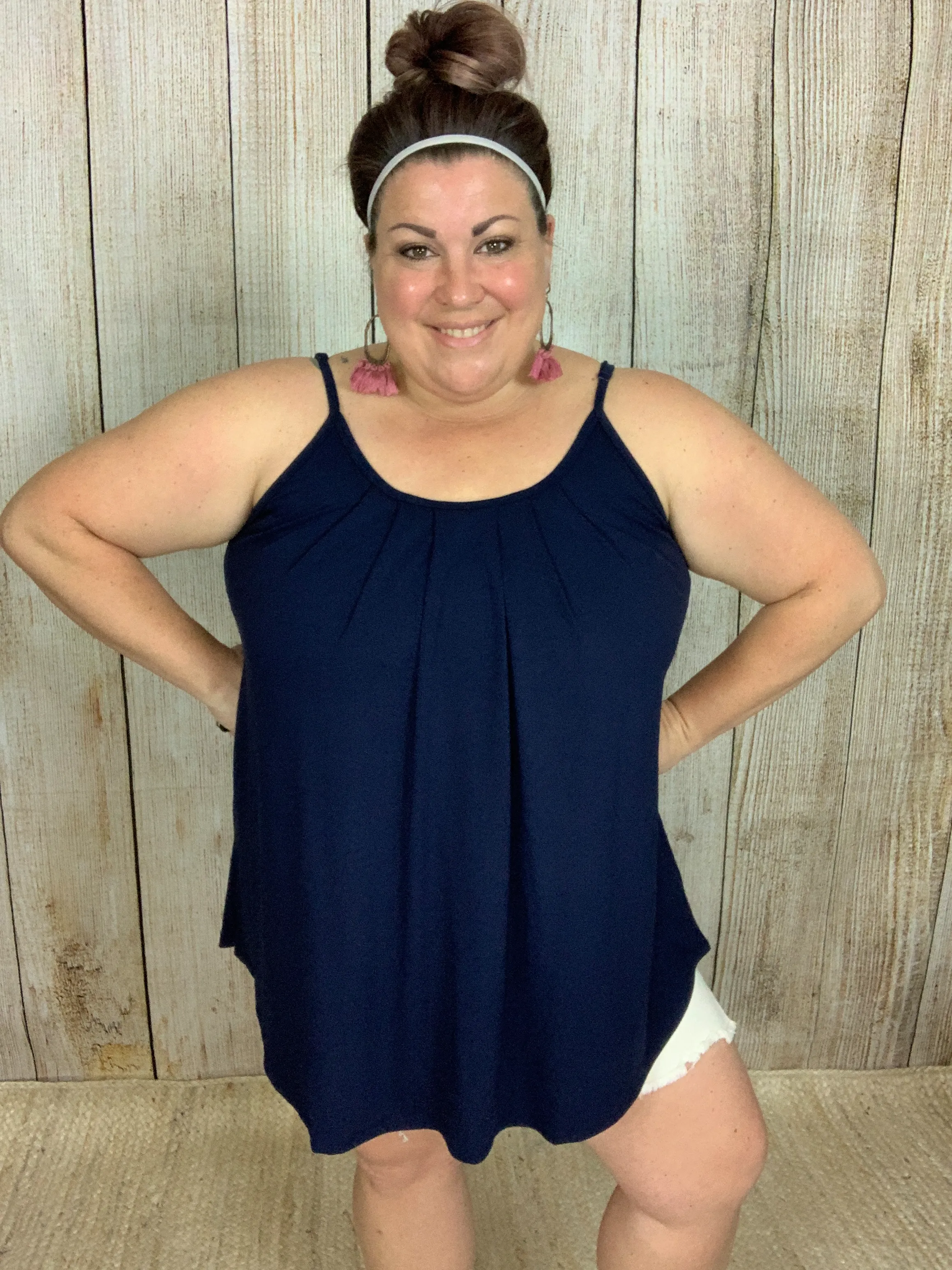 Navy Pleated Cami