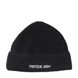 Neil Barrett Embroidered Logo Black Beanie