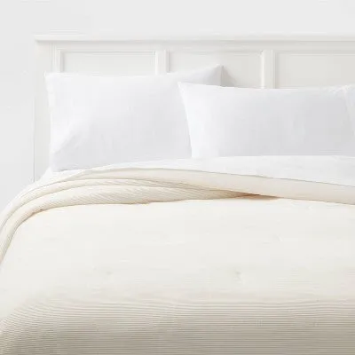 New - Full/Queen Corduroy Plush Comforter Ivory - Room Essentials