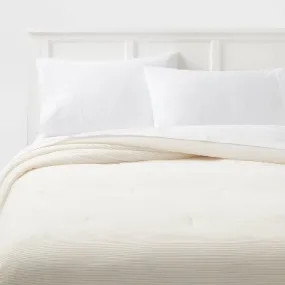 New - Full/Queen Corduroy Plush Comforter Ivory - Room Essentials