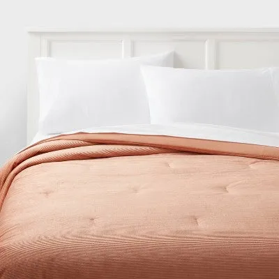 New - Twin/Twin Extra Long Corduroy Plush Comforter Copper - Room Essentials