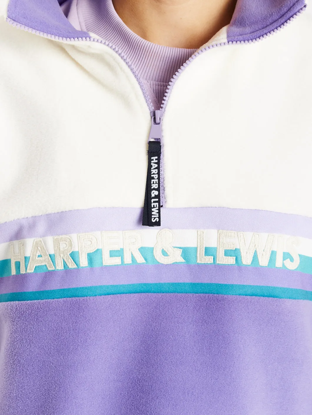 One Eighty 1/4 Zip Fleece Cream & Deep Lavender