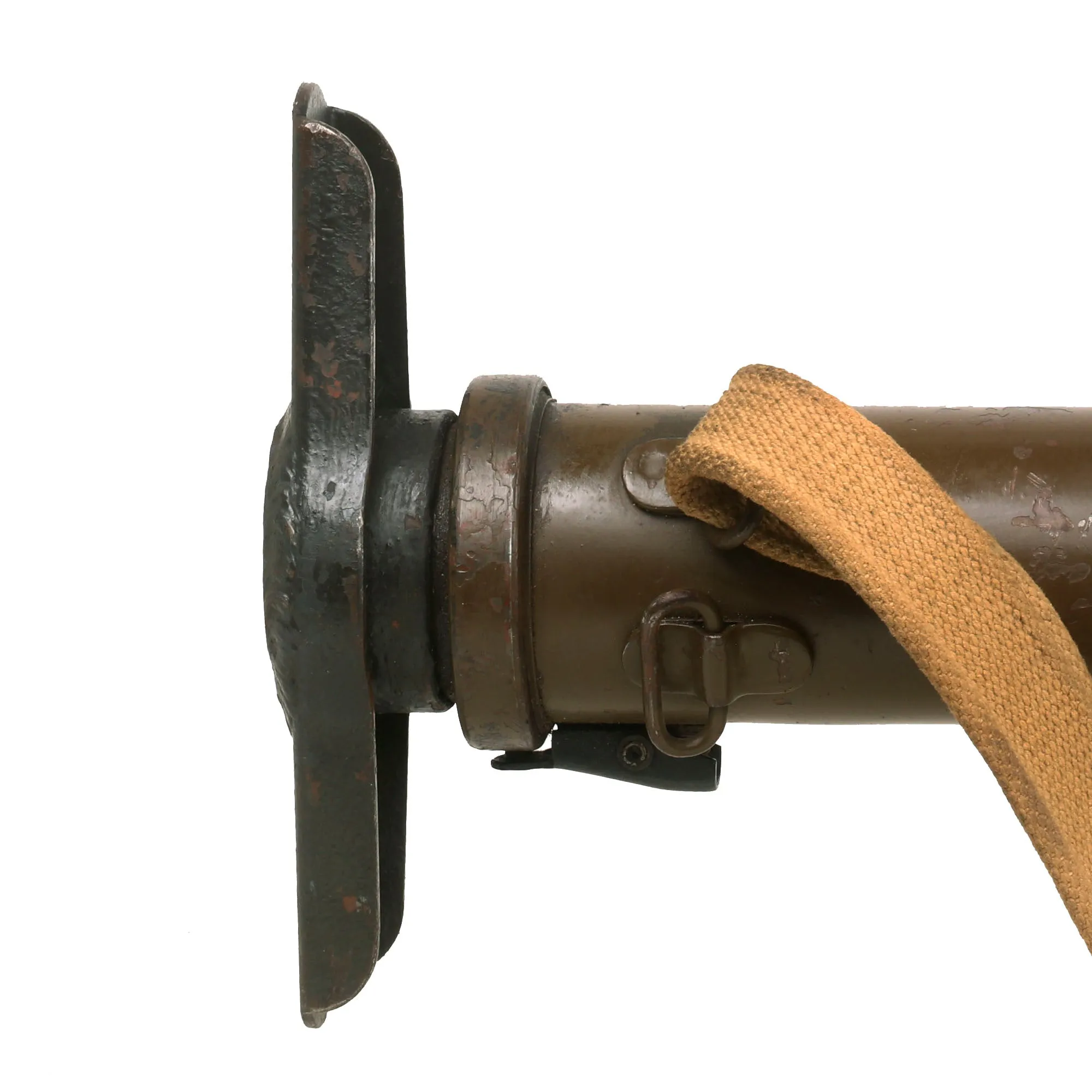 Original WWII British PIAT Anti-Tank Display Bomb Launcher Serial IC/A 90134 with Original Paint, Sling, and Monopod - Inert