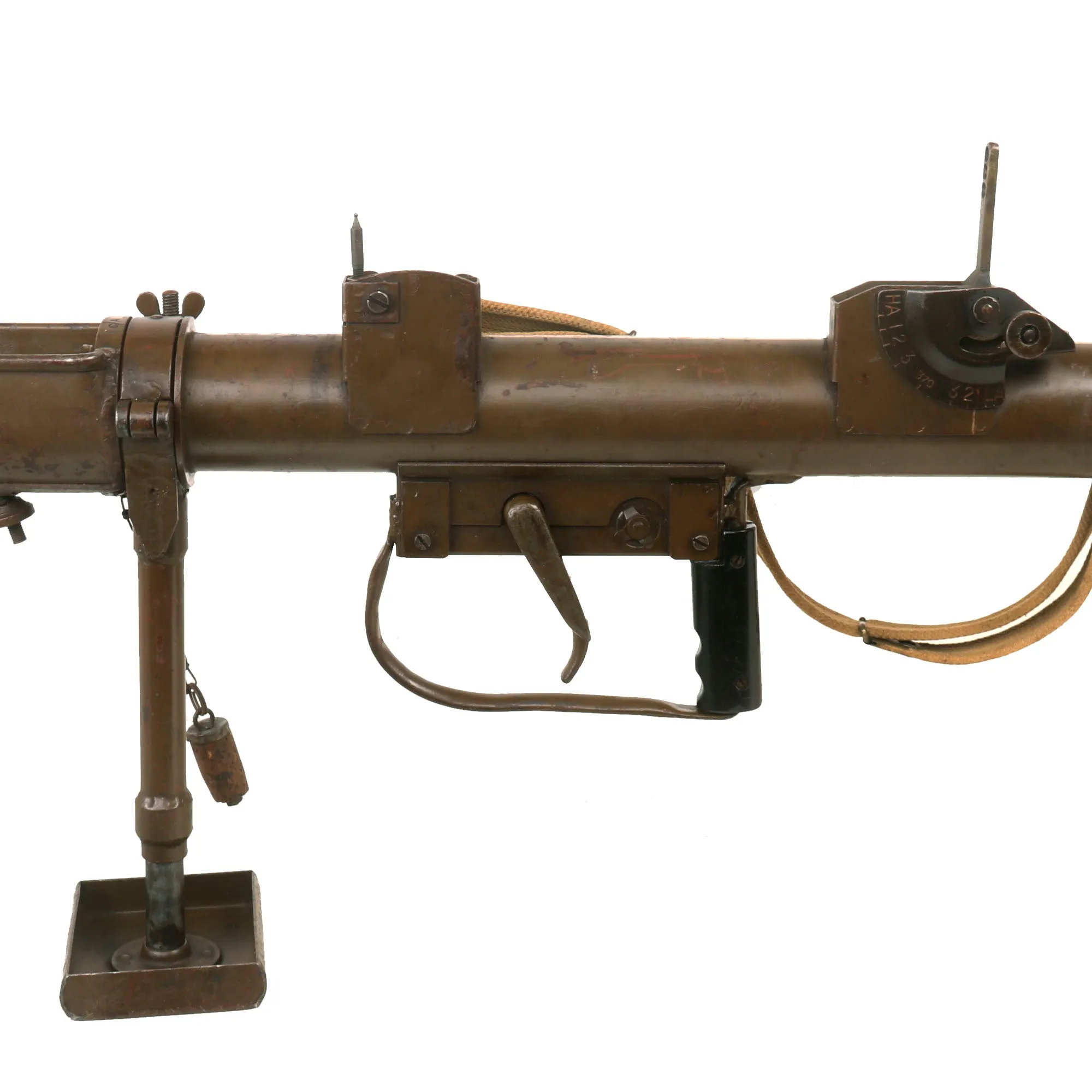 Original WWII British PIAT Anti-Tank Display Bomb Launcher Serial IC/A 90134 with Original Paint, Sling, and Monopod - Inert