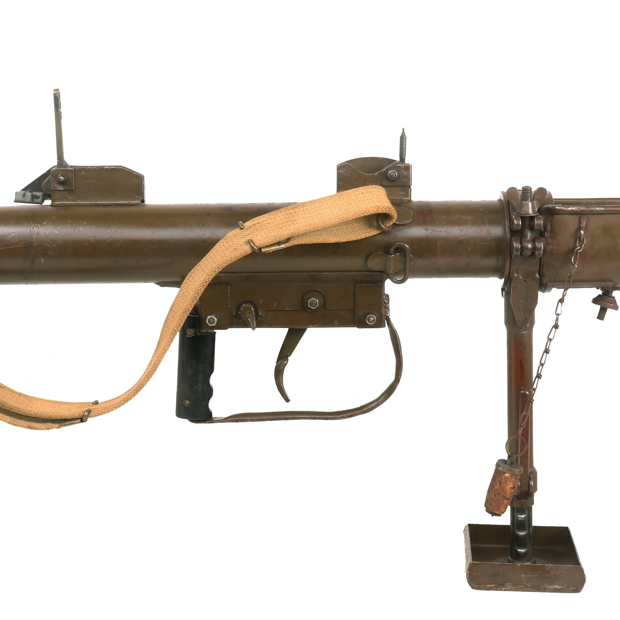 Original WWII British PIAT Anti-Tank Display Bomb Launcher Serial IC/A 90134 with Original Paint, Sling, and Monopod - Inert