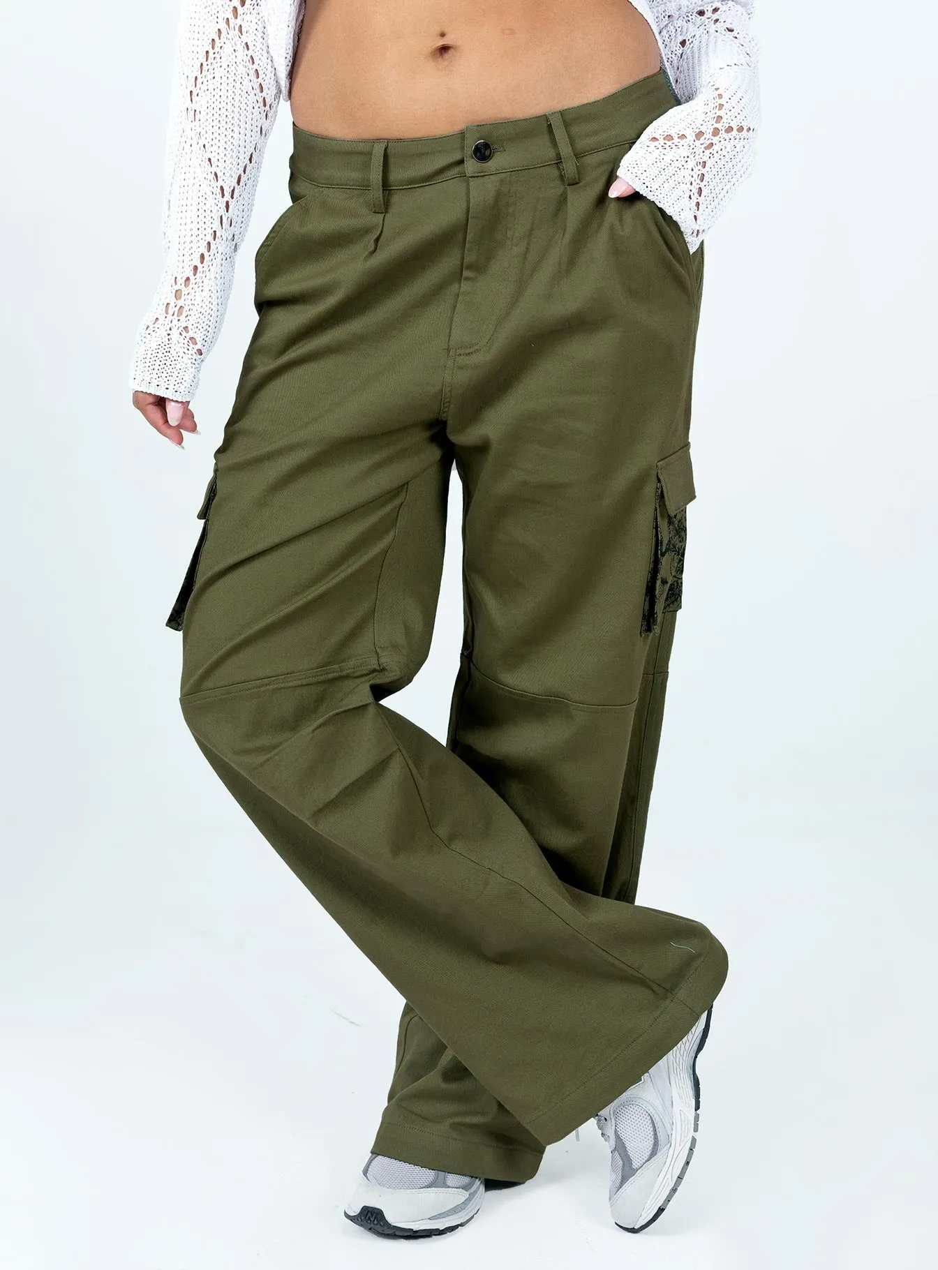 Paisley Tattoo Cargo Pants Khaki