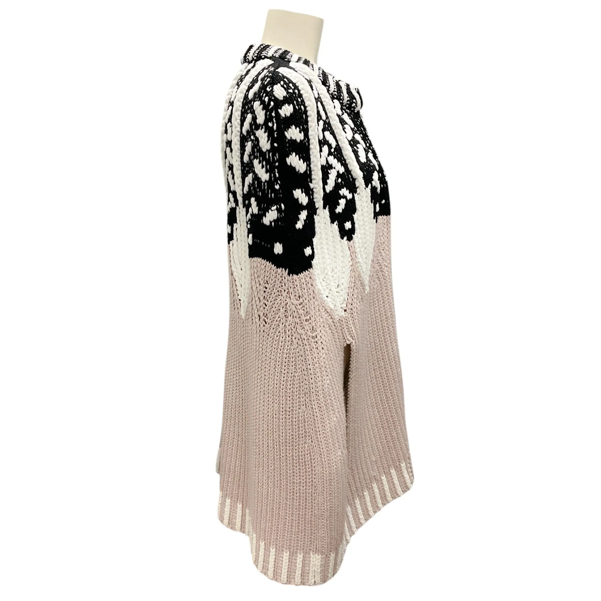 Peter Pilotto Beige / White / Black Wool Knit Poncho / Cape