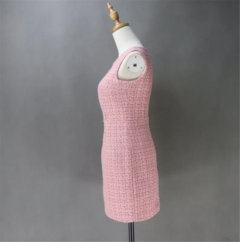 Pink Tweed Sheath Dress   Long Coat (10% discount)