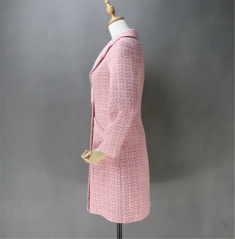 Pink Tweed Sheath Dress   Long Coat (10% discount)