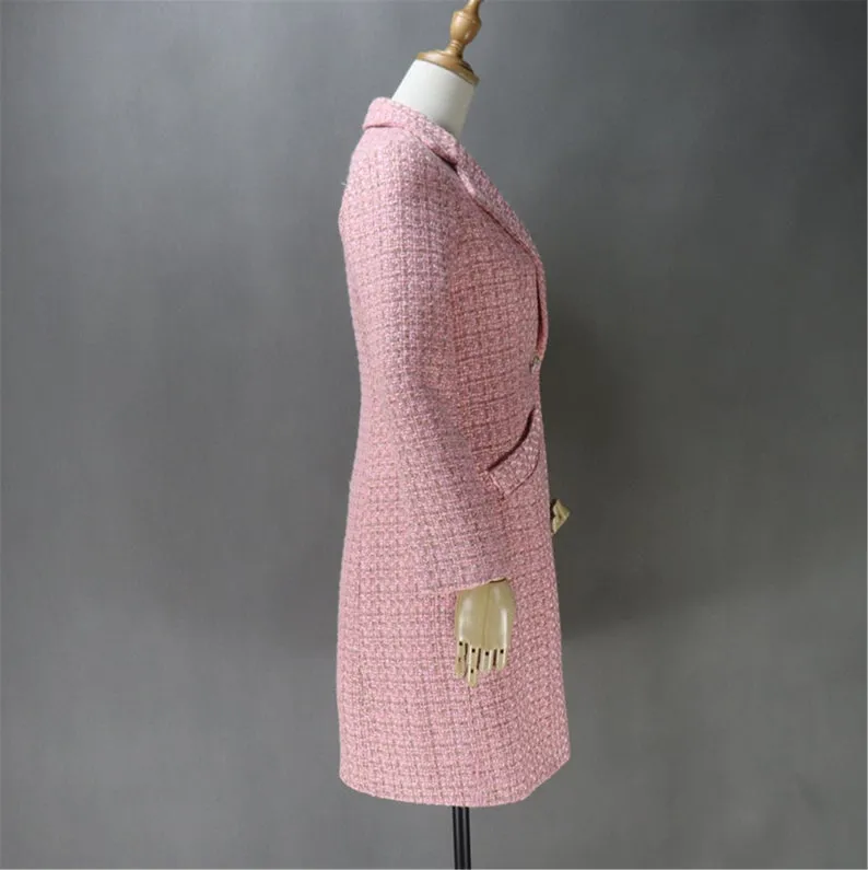 Pink Tweed Sheath Dress   Long Coat (10% discount)