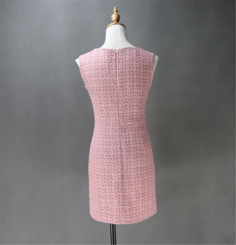 Pink Tweed Sheath Dress   Long Coat (10% discount)