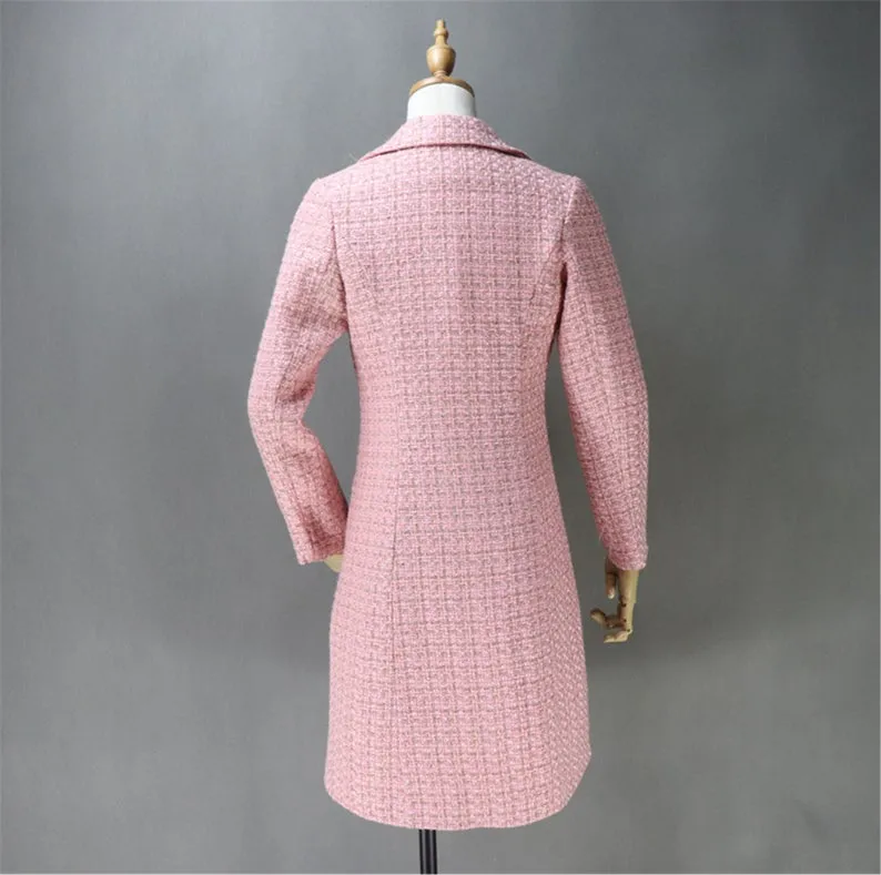 Pink Tweed Sheath Dress   Long Coat (10% discount)