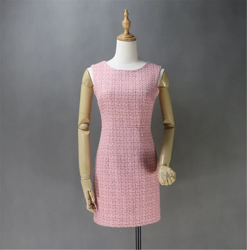 Pink Tweed Sheath Dress   Long Coat (10% discount)