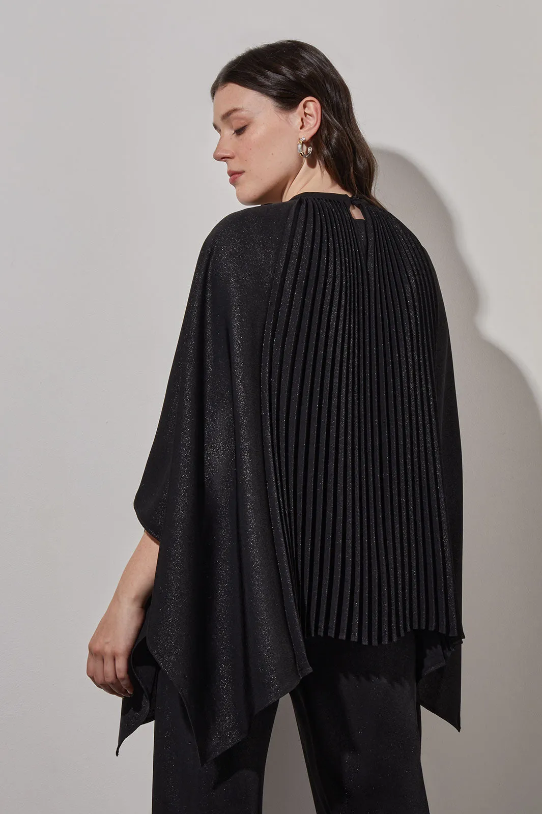 Plus Size Pleated Poncho - Shimmer Woven