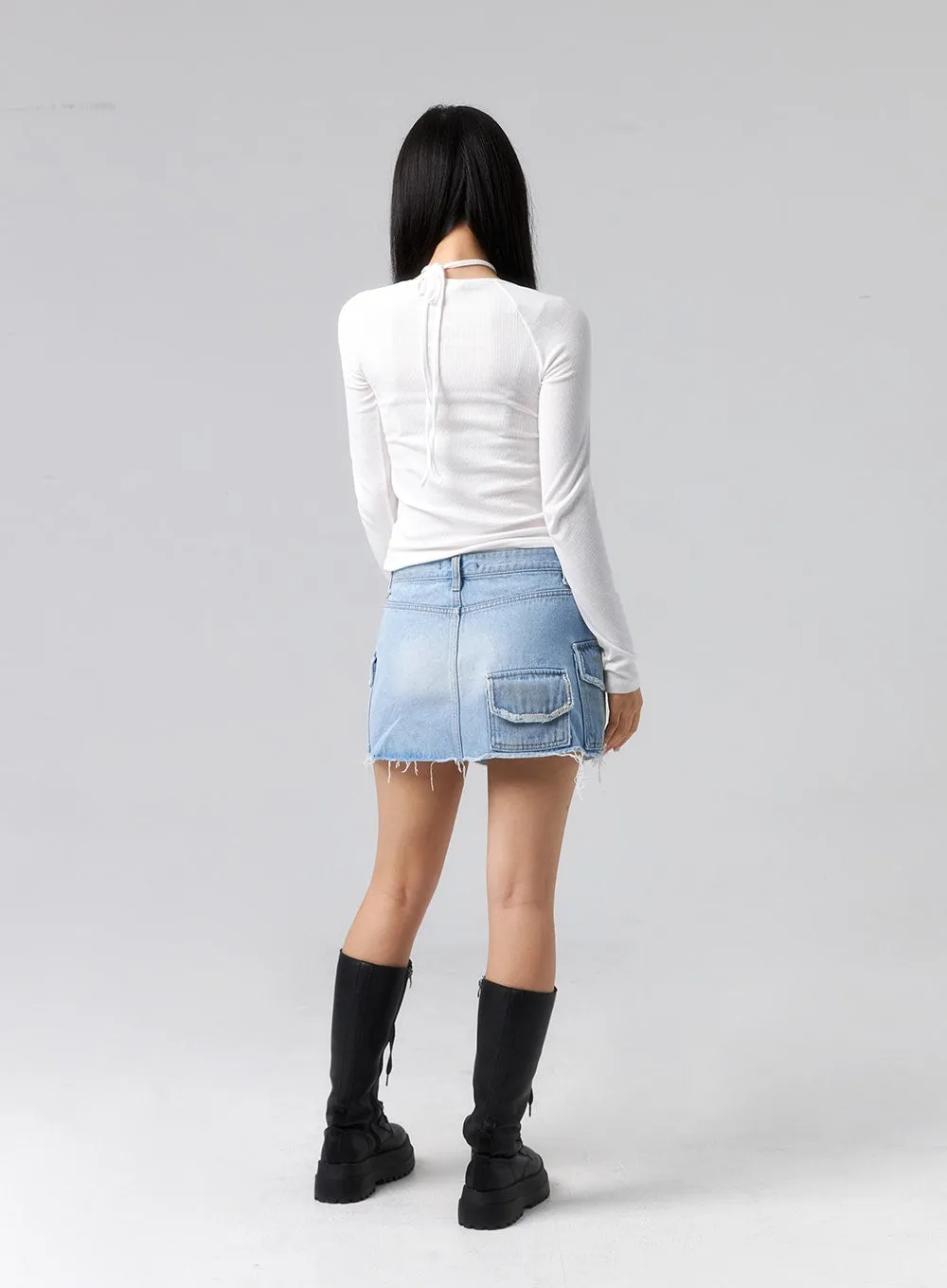 Pocket Denim Mini Skirt CL320