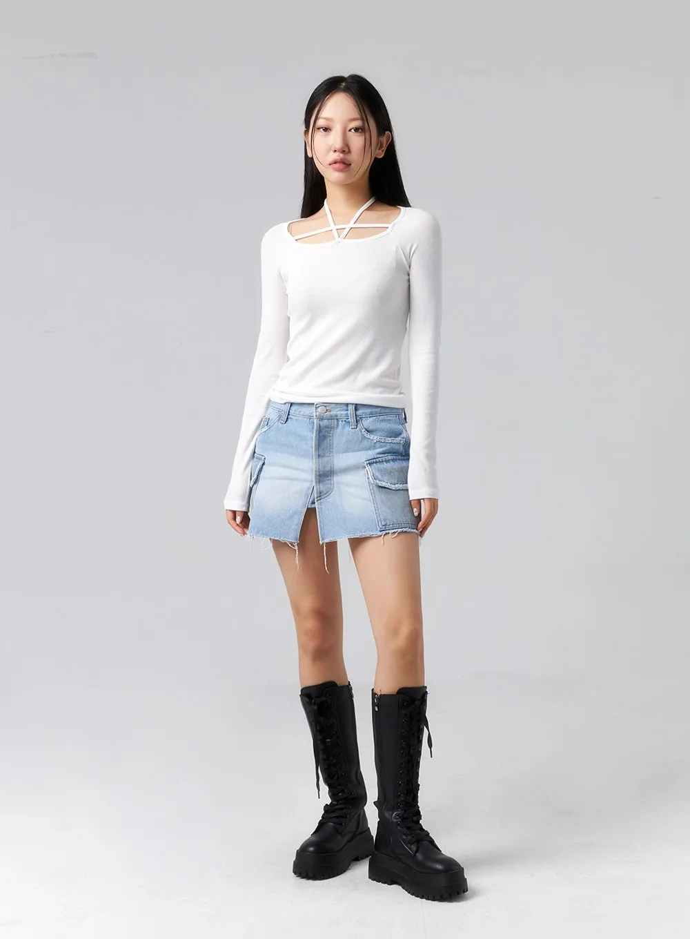 Pocket Denim Mini Skirt CL320