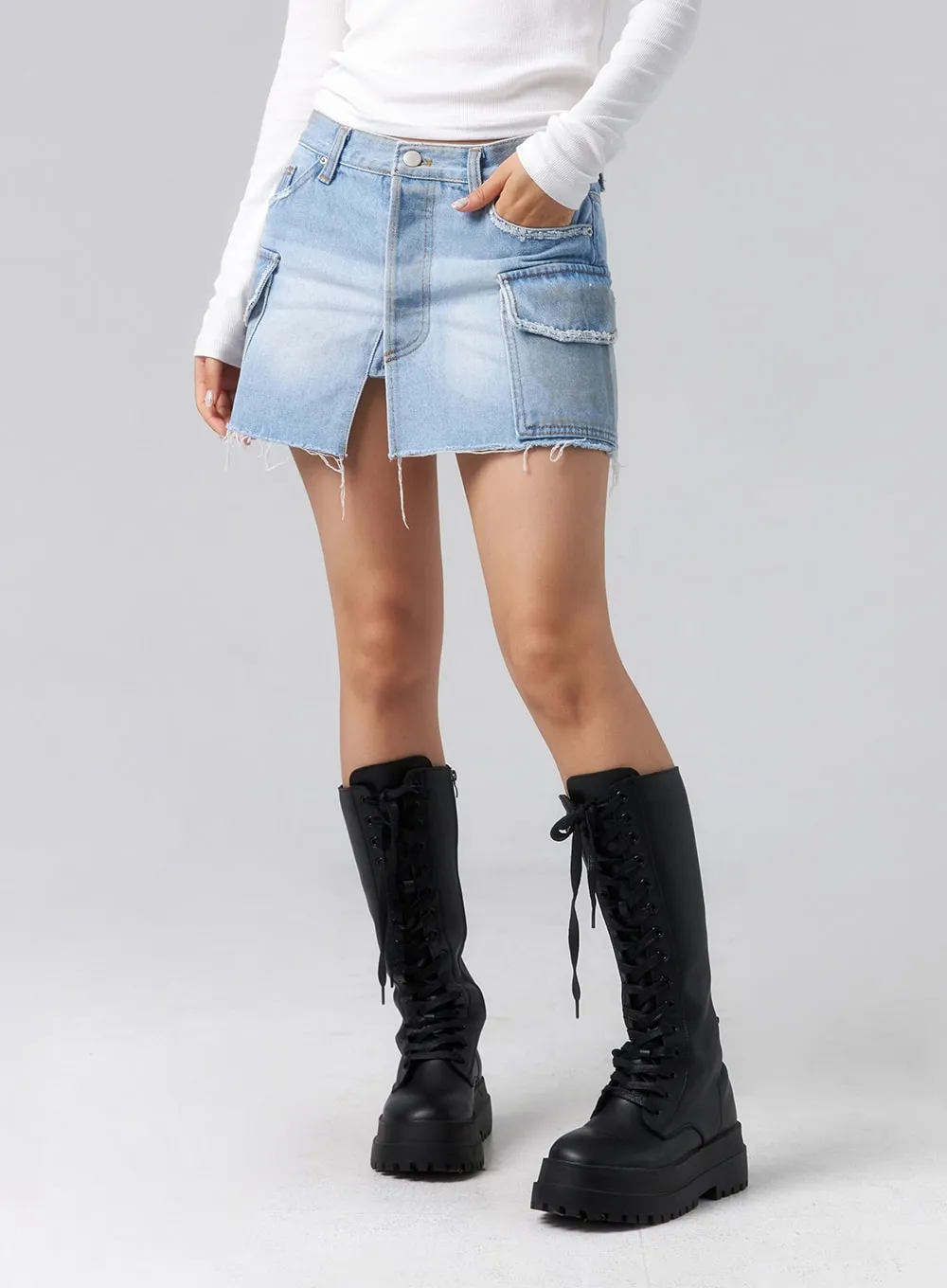 Pocket Denim Mini Skirt CL320