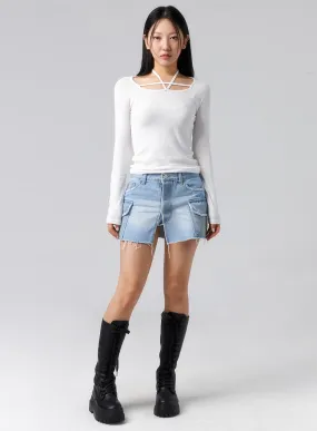 Pocket Denim Mini Skirt CL320