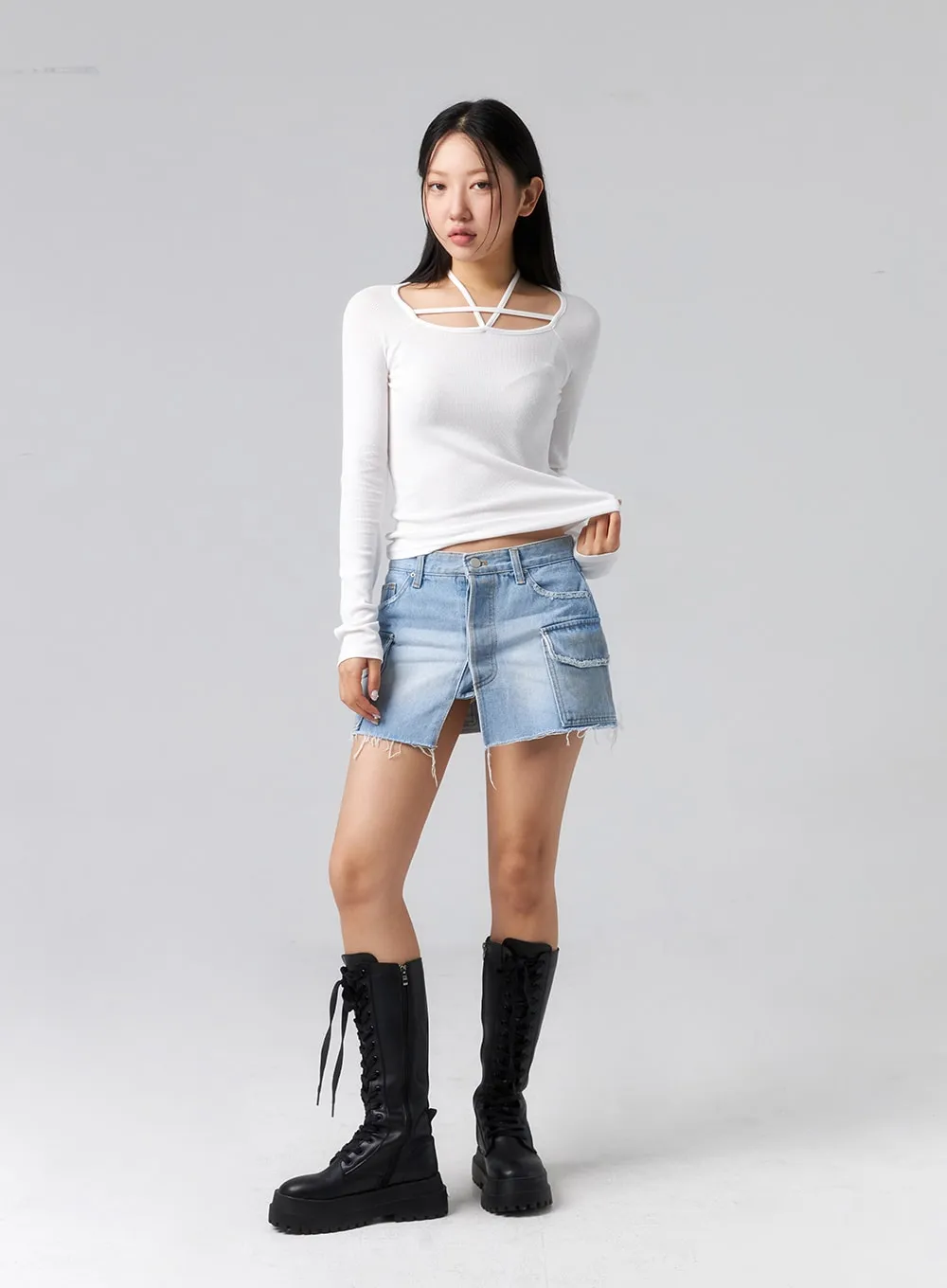 Pocket Denim Mini Skirt CL320