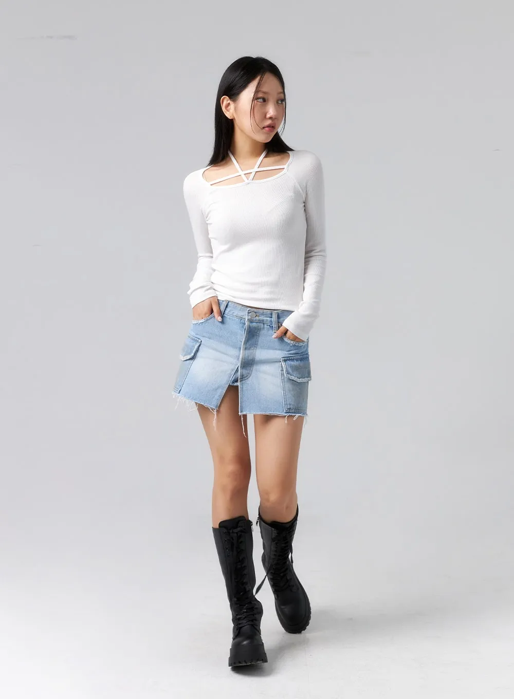 Pocket Denim Mini Skirt CL320