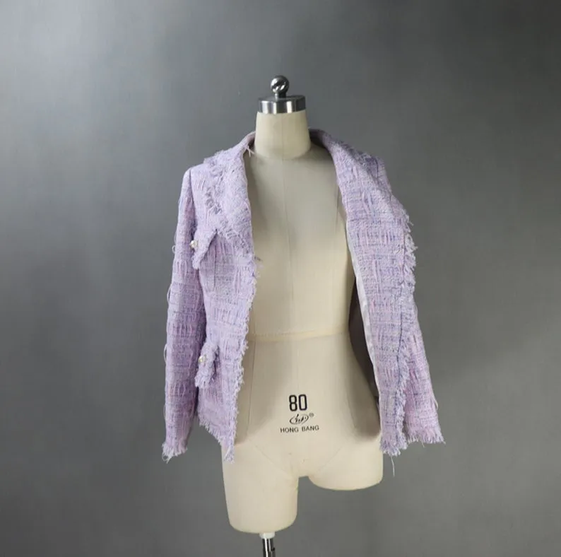 Purple Designer Inspired Tassel Jacket For Women