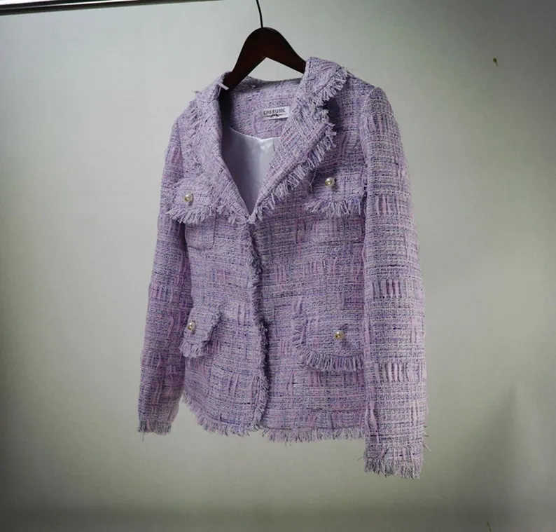 Purple Designer Inspired Tassel Jacket For Women