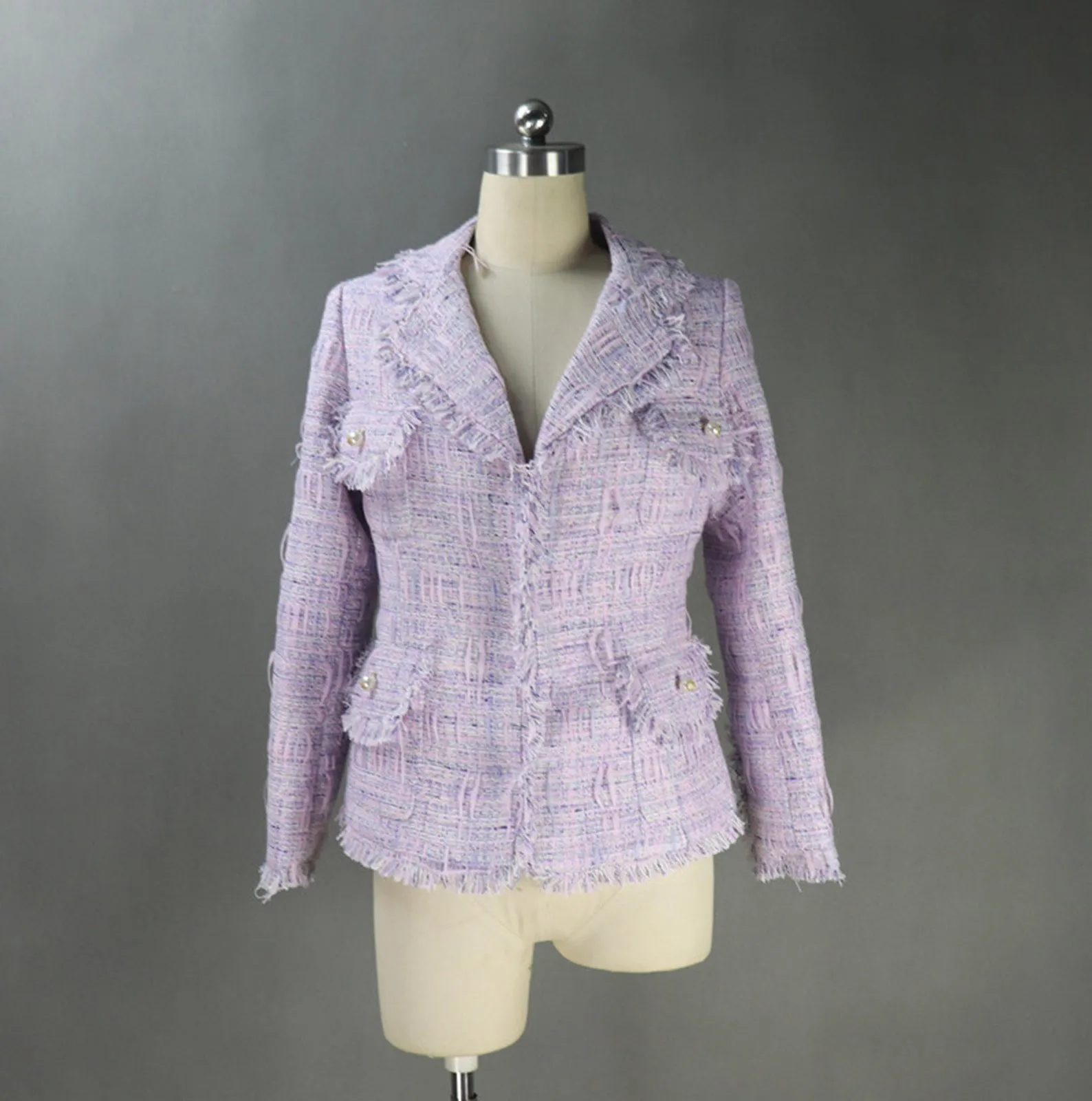 Purple Designer Inspired Tassel Jacket For Women