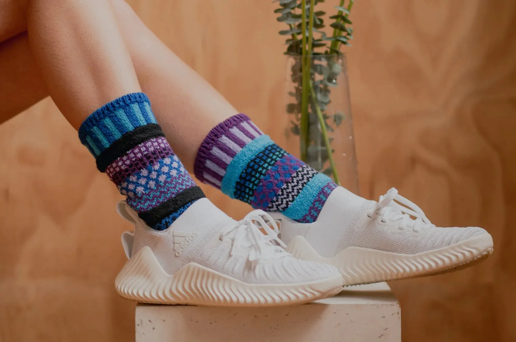 Raspberry Recycled Cotton Crew Socks