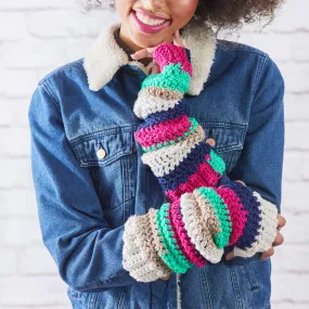 Red Heart Crochet Stripes Arm Warmers