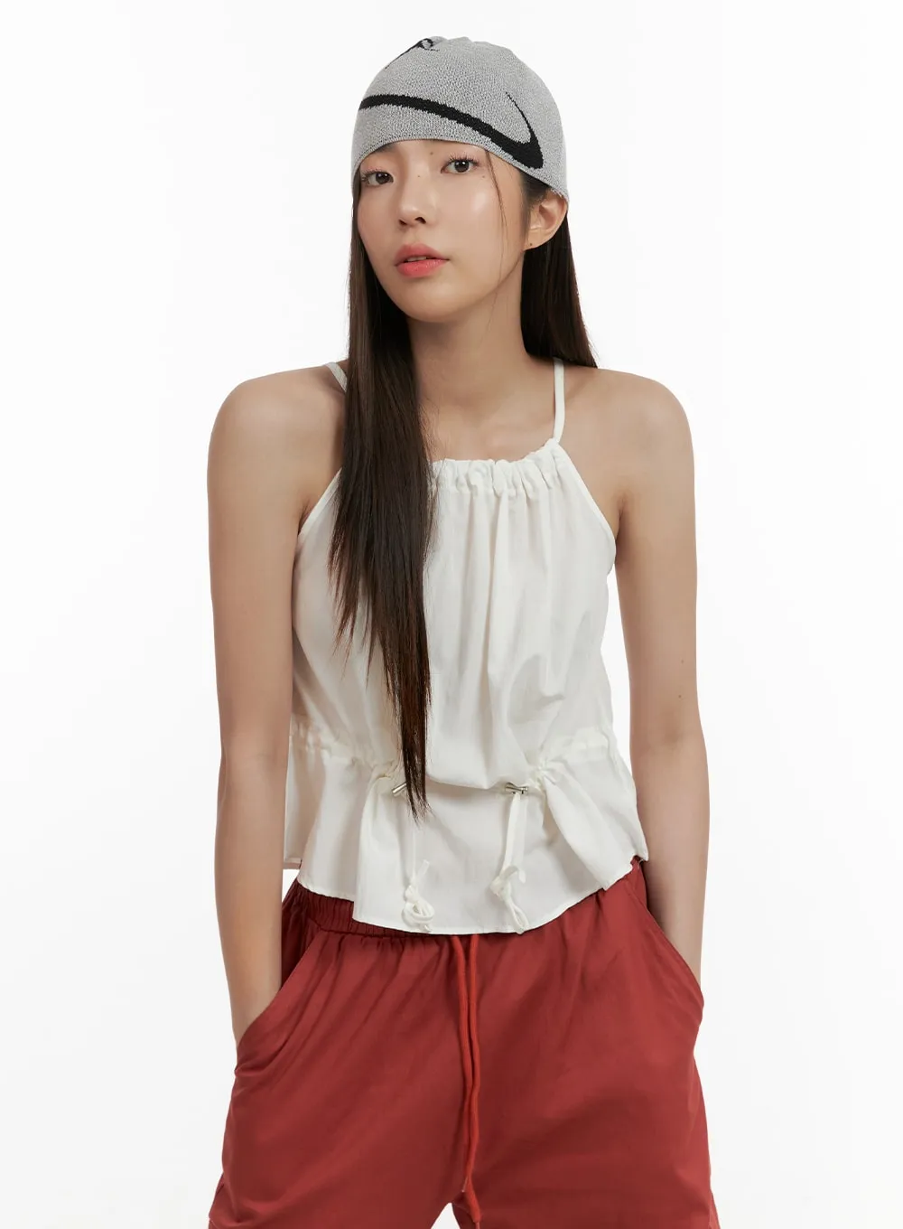 Rib Drawstring Cami Top OA429