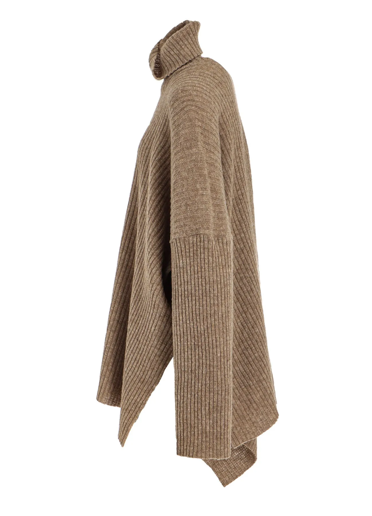 RIBBED UNBALANCED PONCHO