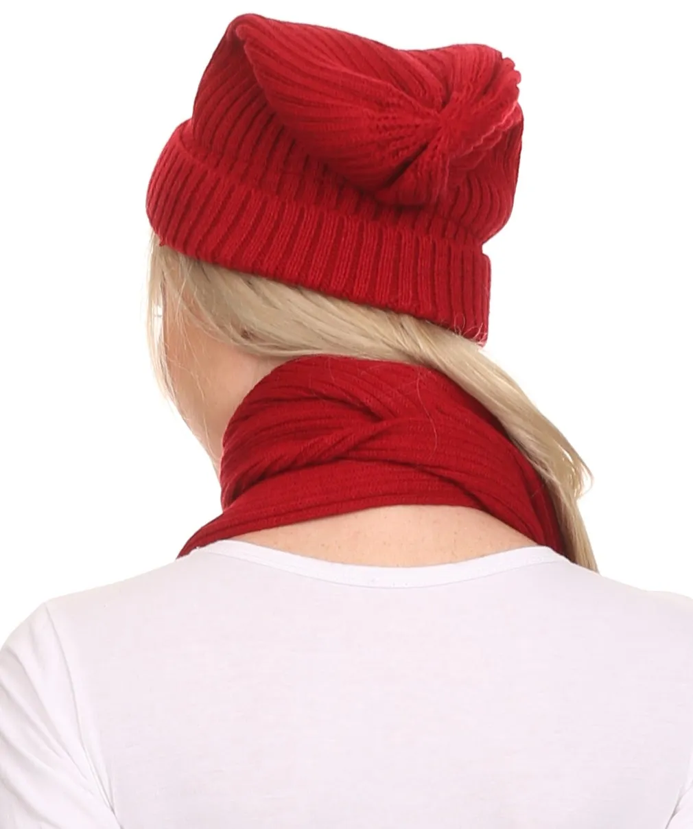 Sakkas  Aldis Unisex Ribbed Knit Beanie Hat And Scarf Set