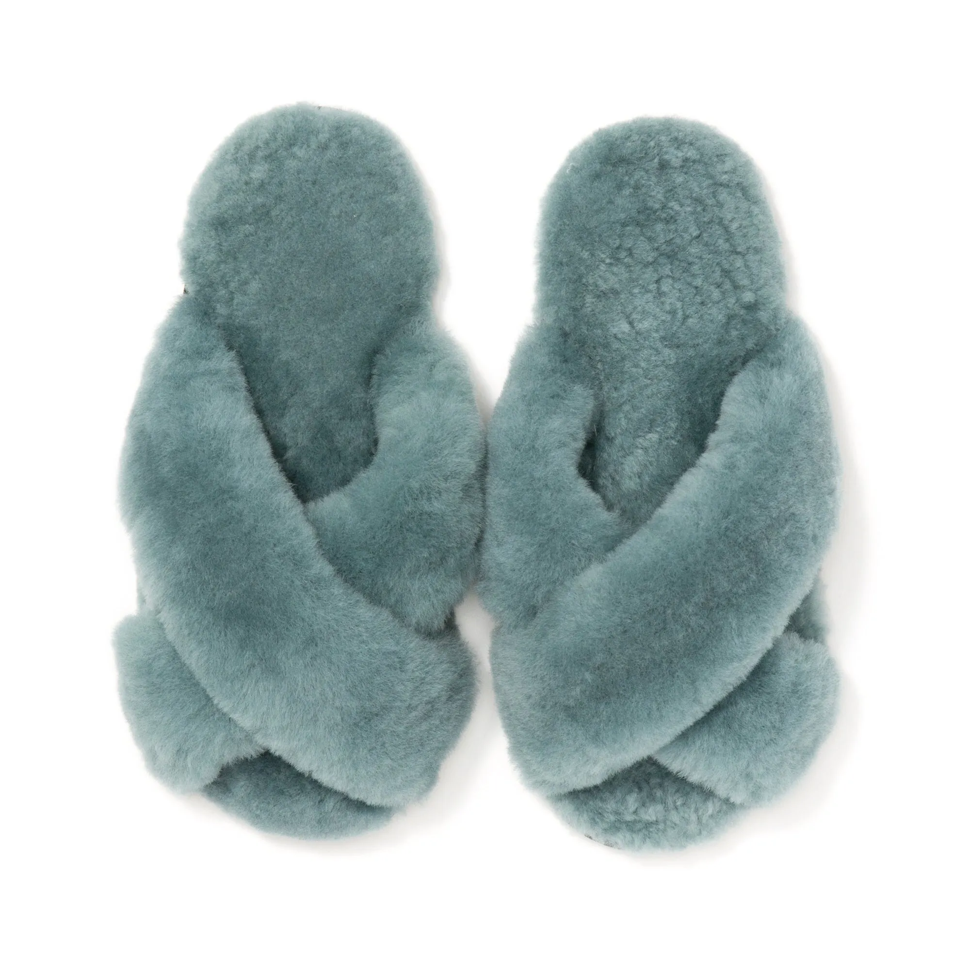 Sheep Fur Cross Room Shoes Green