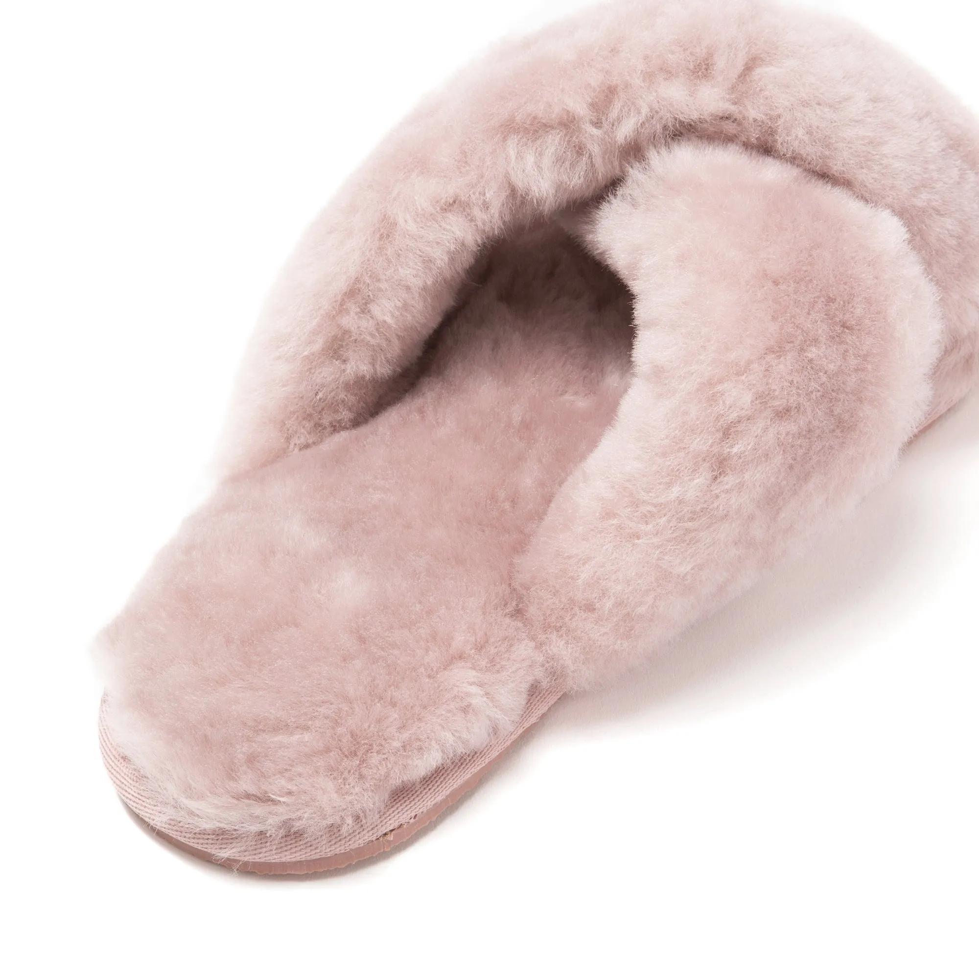 Sheep Fur Cross Room Shoes Light Pink