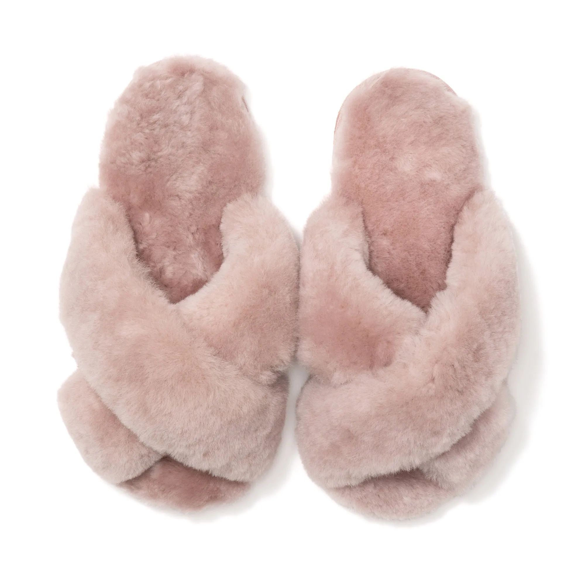 Sheep Fur Cross Room Shoes Light Pink