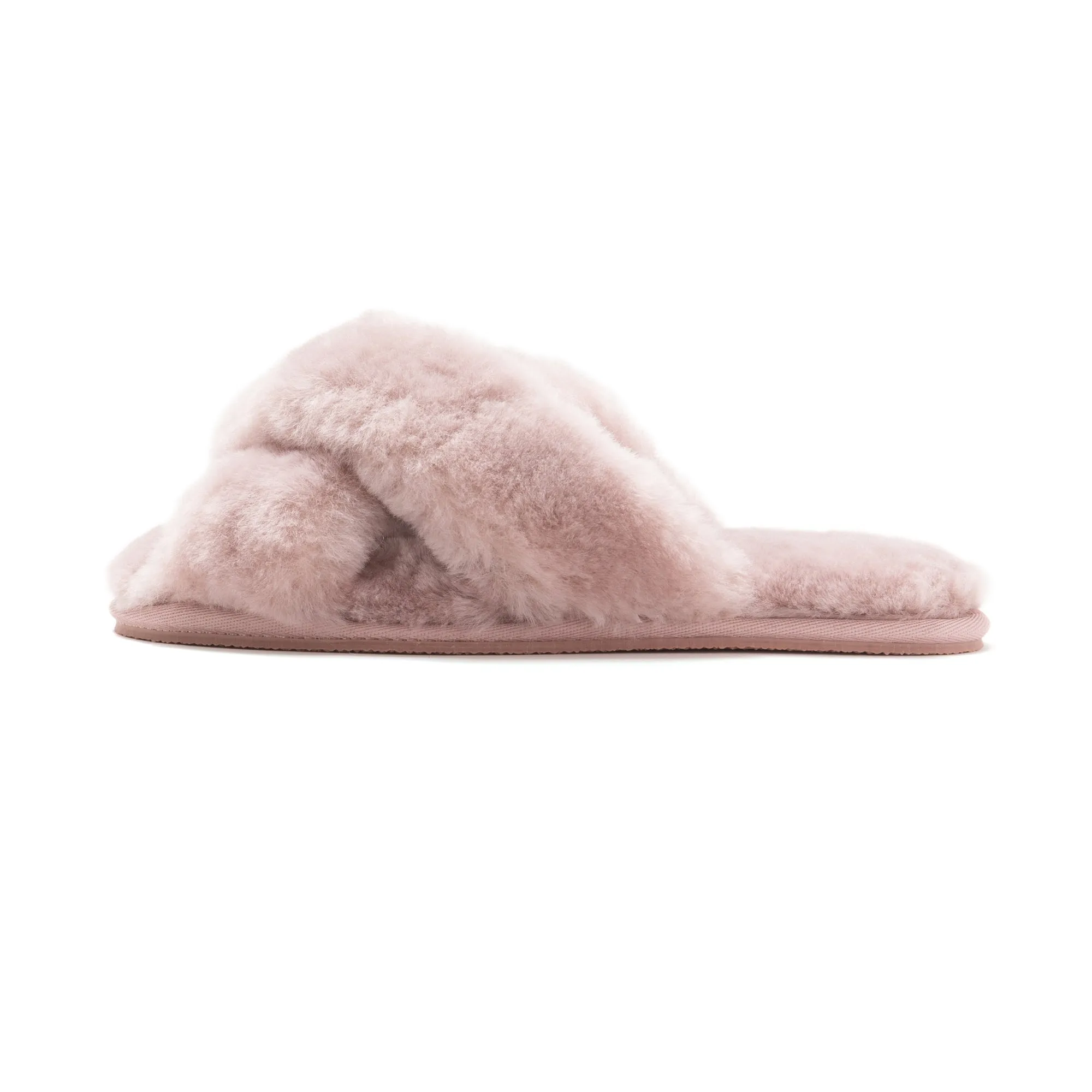 Sheep Fur Cross Room Shoes Light Pink