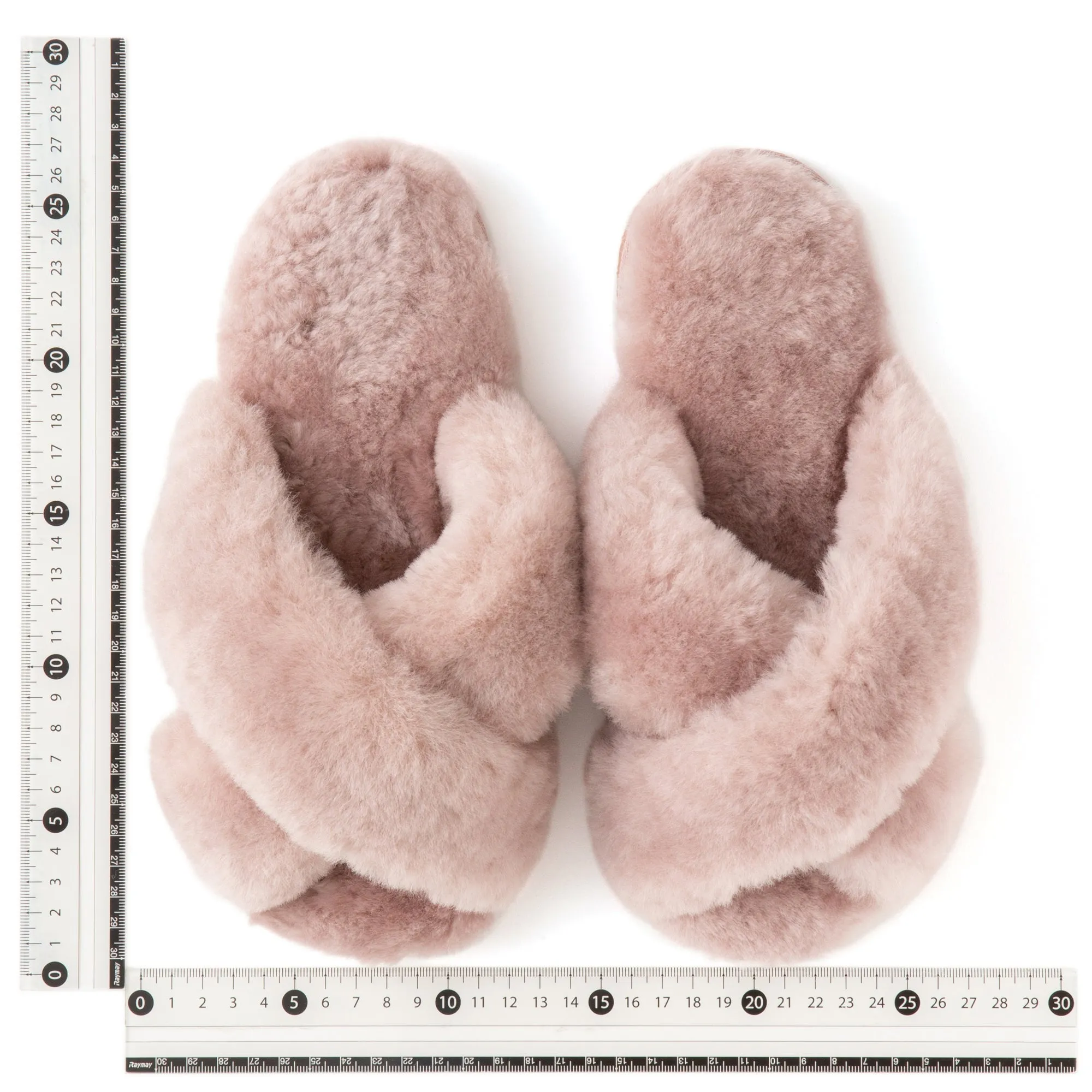 Sheep Fur Cross Room Shoes Light Pink