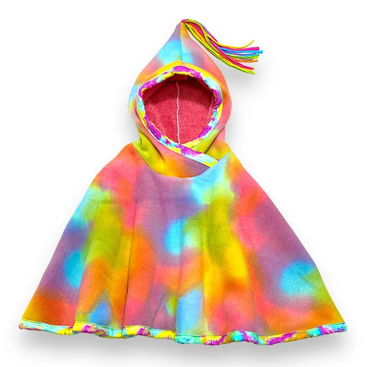 Size Large (6-9y) Winter Poncho - Rainbow Unicorn