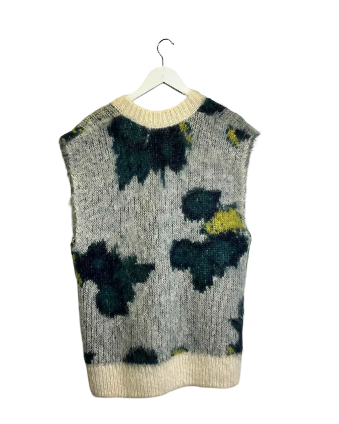 Size M - COS White and Green Abstract Mohair Oversized Vest