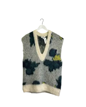 Size M - COS White and Green Abstract Mohair Oversized Vest