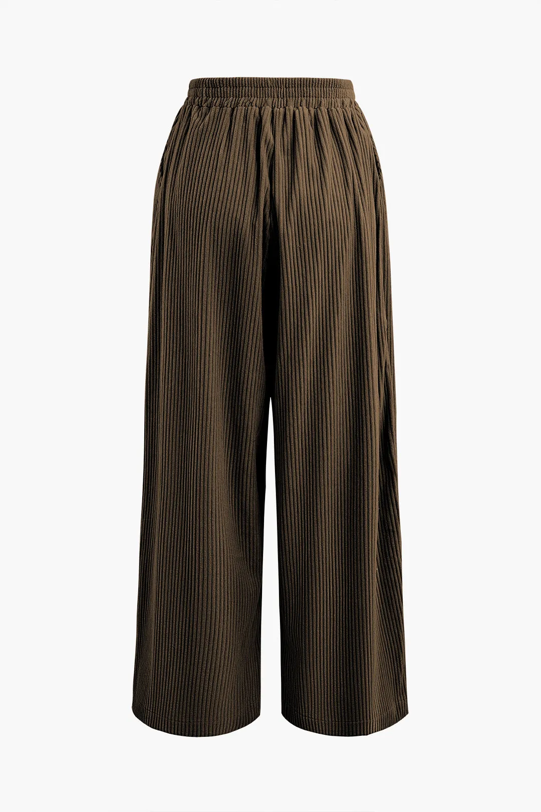 Solid Pleated Wide Leg Pants